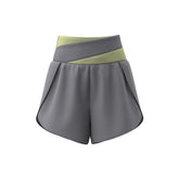Peach Yoga Shorts Colorblock Moisture-Wicking Fit