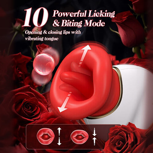 Novelleon - Mouth Tongue 4 In 1 Licking& Biting & Sucking & Vibrating Clitoral Vibrator