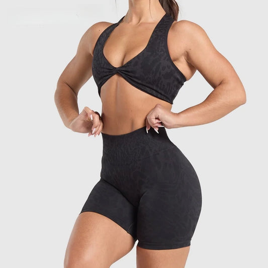 Leopard Yoga Set 2-Piece Twist Seamless Activewear