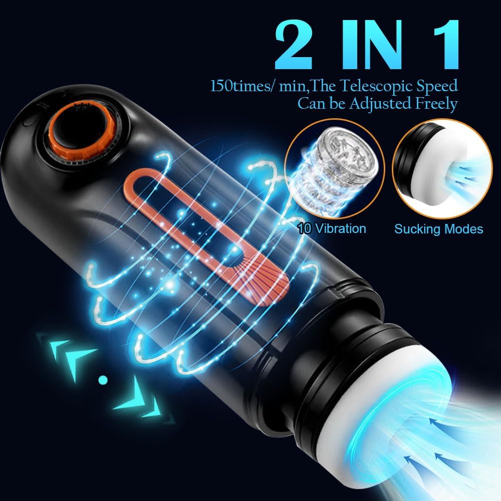 【Free lub】Alien - 6-in-1 Thrusting & Vibrating Blow Job Masturbator Cup with 4 Suction Modes