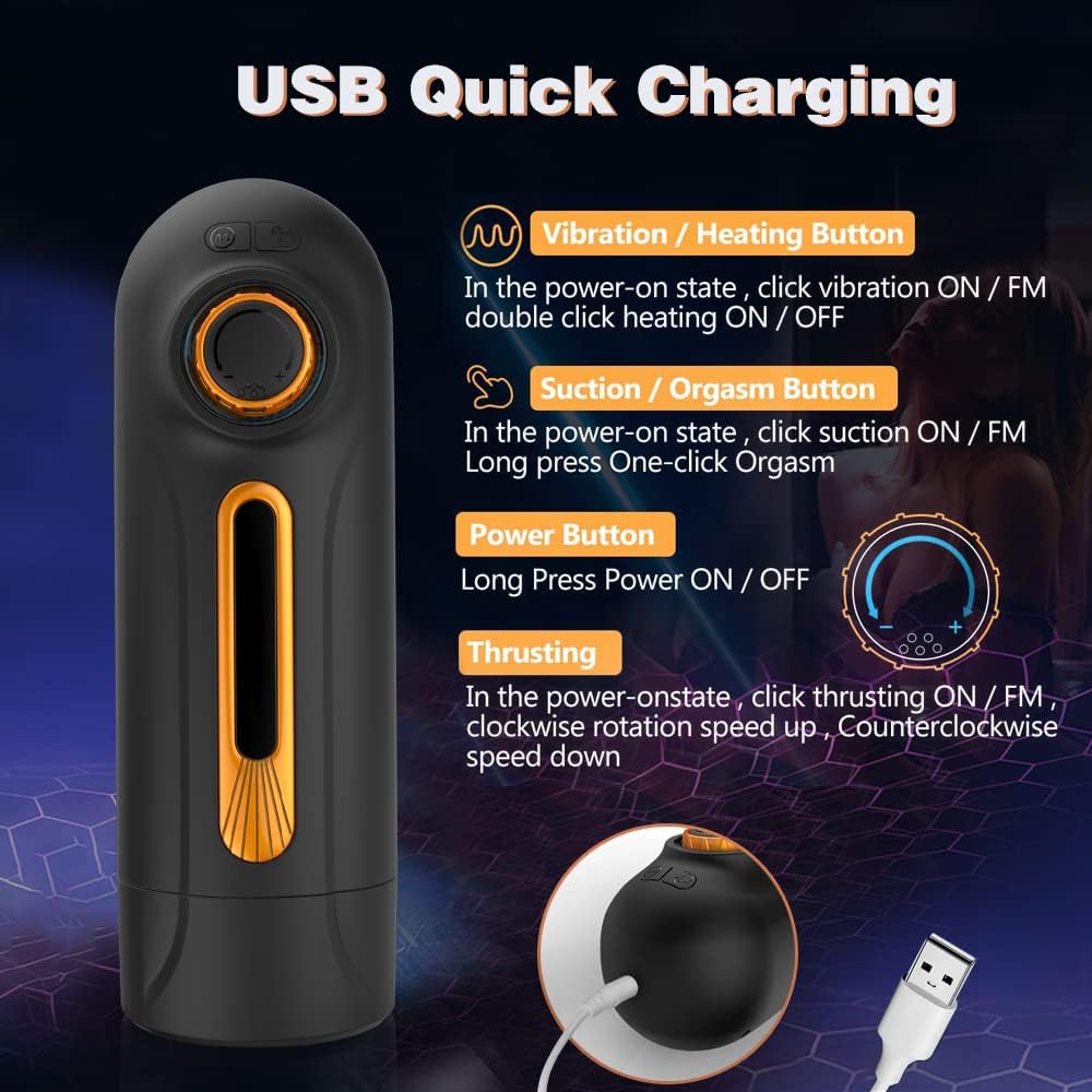 【Free lub】Alien - 6-in-1 Thrusting & Vibrating Blow Job Masturbator Cup with 4 Suction Modes