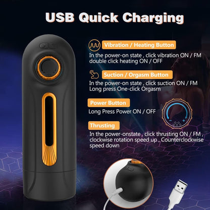 【Free lub】Alien - 6-in-1 Thrusting & Vibrating Blow Job Masturbator Cup with 4 Suction Modes