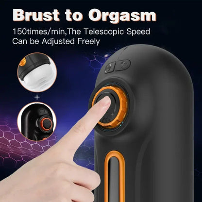 【Free lub】Alien - 6-in-1 Thrusting & Vibrating Blow Job Masturbator Cup with 4 Suction Modes