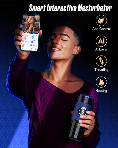 AI & APP Control Thrusting Male Stroker with 360° Heating, 5-Speed Smooth Motion Adult Mens