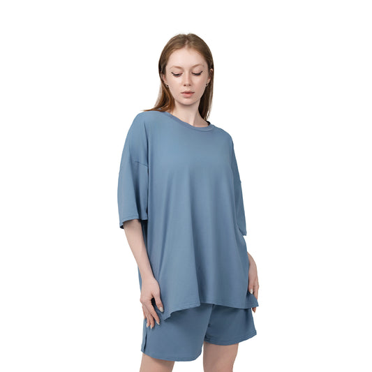 Summer suits 2025 casual loose suits airport travel suits slit hem oversized clothing