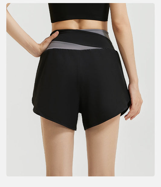 Peach Yoga Shorts Colorblock Moisture-Wicking Fit